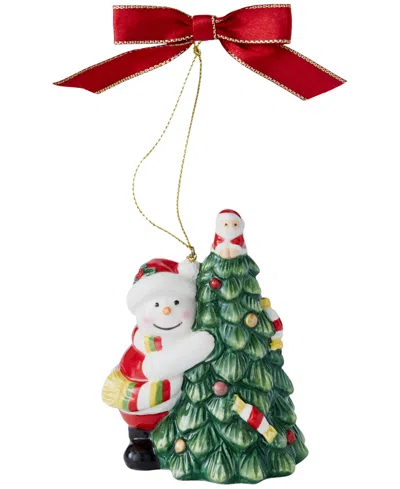 Spode Christmas Tree Snowman Tree Hugger Ornament In Green
