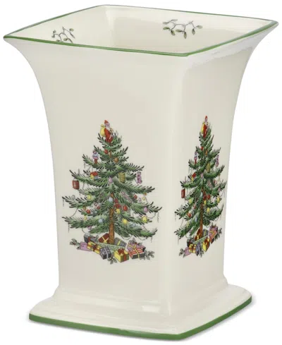 Spode Christmas Tree Square Vase, 8" In Multi