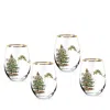 Spode Christmas Tree Stemless Wine Glasses, Set Of 4 In Green