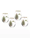 Spode Christmas Tree Stemless Wine Glasses, Set Of 4 In Green
