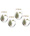 Spode 4pk Christmas Tree Stemless Wine Glasses In Multi