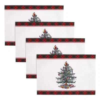 Spode Christmas Tree Tartan 4 Piece Placemat Set In Multi
