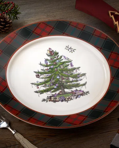 Spode Christmas Tree Tartan Buffet Plate In Green