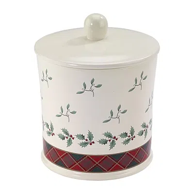 Spode Christmas Tree Tartan Hand Painted Bathroom Canister In Beige