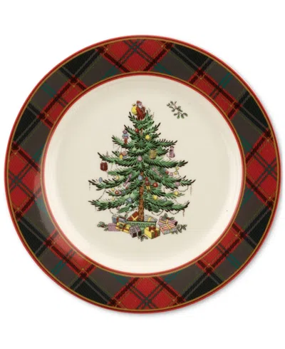 Spode Christmas Tree Tartan Salad Plate, 8" In Multi