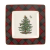 Spode Christmas Tree Tartan Square Platter 10" In Multi