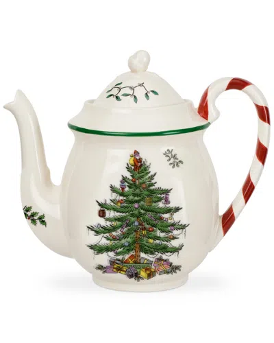 SPODE SPODE CHRISTMAS TREE TEAPOT WITH CANDY CANE HANDLE