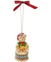 Spode Christmas Tree Teddy Bear On A Drum Ornament In Green