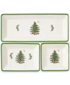 Spode Christmas Tree Traditional 3 Piece Nesting Tray In Green