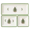 Spode Christmas Tree Traditional 3 Piece Nesting Tray Set In Green