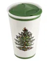 Spode Christmas Tree Travel Mug With Lid In Green