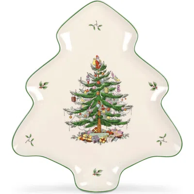 Spode Christmas Tree Tree-shaped Dish 14" In Green