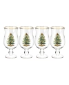 Spode Christmas Tree Set Of 4 Tulip Glasses In Multi
