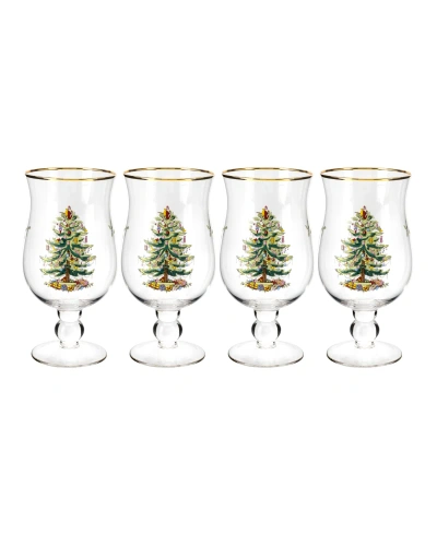 Spode Christmas Tree Tulip Glasses, Set Of 4, Service For 4 In Multi