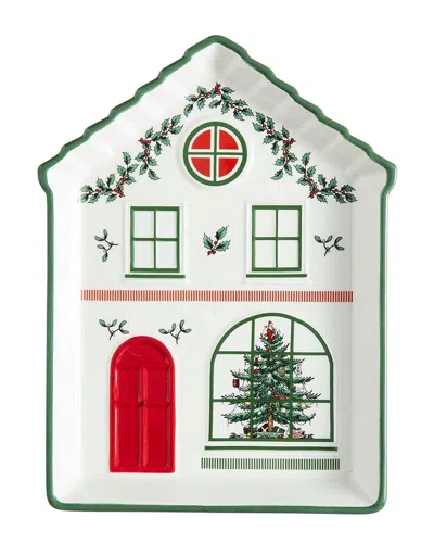 Spode Christmas Tree Village 7in Tidbit Tray In White