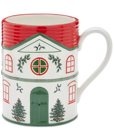 Spode Christmas Tree Village Mug, Red In Green