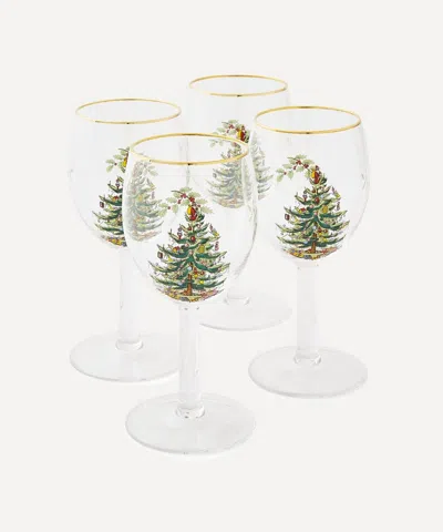 Spode Christmas Tree Wine Glasses Set Of Four
