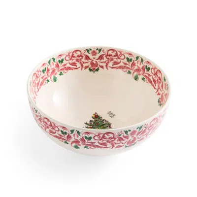 Spode Christmas Tree Yuletide Salad Bowl 9" In Red