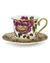 Spode Creatures Of Curiosity Leopard Teacup And Saucer In Multicolor