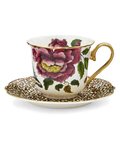 SPODE SPODE CREATURES OF CURIOSITY LEOPARD TEA & SAUCER SET