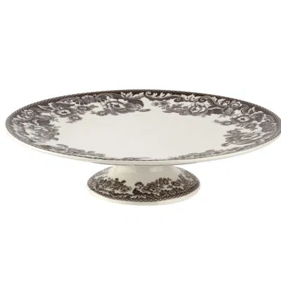 Spode Delamere Footed Cake Plate 10.5" In Brown;white