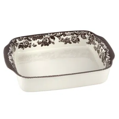 Spode Delamere Handled Lasagna Dish 15"x12" In Brown