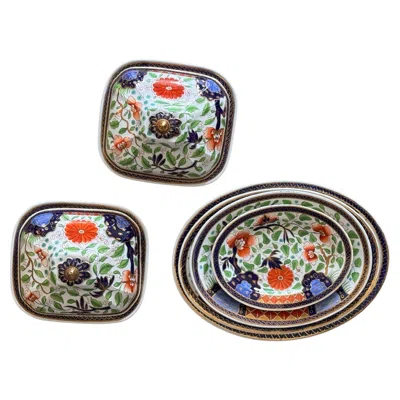 Pre-owned Spode Early 19th Century English  Goudy Dutch China Serving Set In Gray