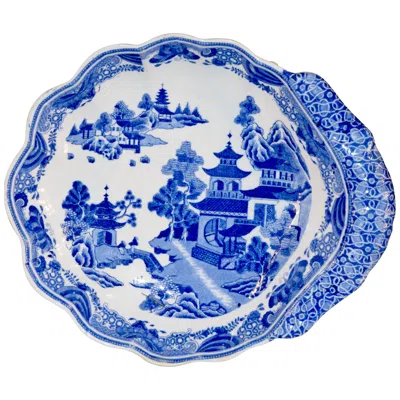 Pre-owned Spode Early  Shaped Dish In Blue
