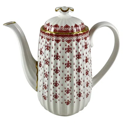 Pre-owned Spode Fleur De Lys Red & Gold Bone China Fluted Chelsea Coffee Pot