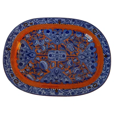 Pre-owned Spode Flower Cross Clobberware Platter In Black