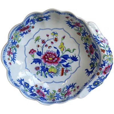 Pre-owned Spode Georgian  Ironstone Shell Dish Or Plate Bang Up Pattern No. 2886, Ca 1820 In Gray