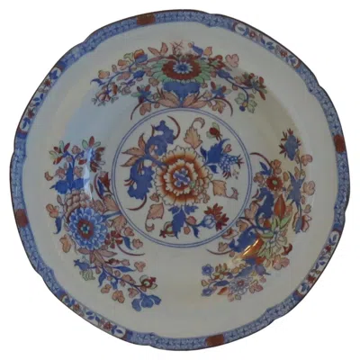 Pre-owned Spode Georgian  Soup Bowl Or Plate In Japan Floral Pattern No. 2054, Circa 1820 In Gray