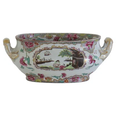 Pre-owned Spode Georgian  Stone China Sauce Tureen In Ship Pattern 3067, Circa 1810 In Gray