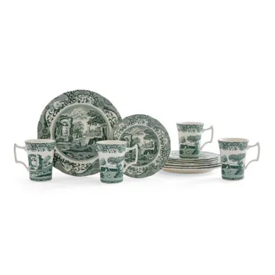 Spode Green Italian 12 Piece Dinnerware Set, Service For 4