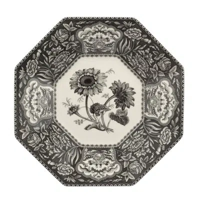 Spode Heritage Collection Octagonal Platter 14" Floral In Gray