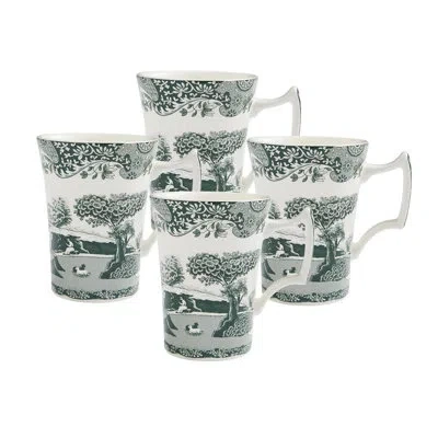 Spode Heritage Green Italian 10 Oz. Cottage Mugs, Set Of 4