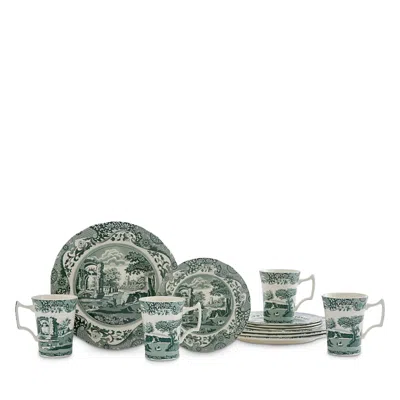 SPODE HERITAGE GREEN ITALIAN 12-PIECE DINNERWARE SET, SERVICE FOR 4