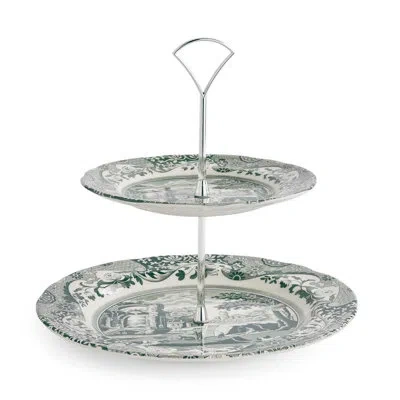 Spode Heritage Green Italian 2 Tiered Cake Stand In Multi