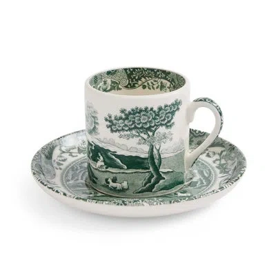 Spode Heritage Green Italian 3 Oz. Espresso Cups & Saucers, Set Of 4