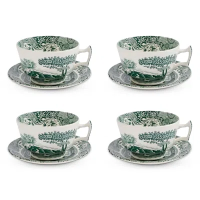 Spode Heritage Green Italian Breakfast Cup And Saucer, Set Of 4