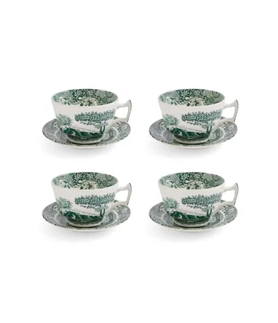 Spode Heritage Green Italian Breakfast Cups And Saucers, Set Of 4