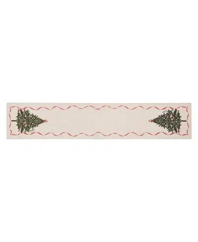 Spode Holiday Tree Table Runner, 14" X 72" In Ivory,green