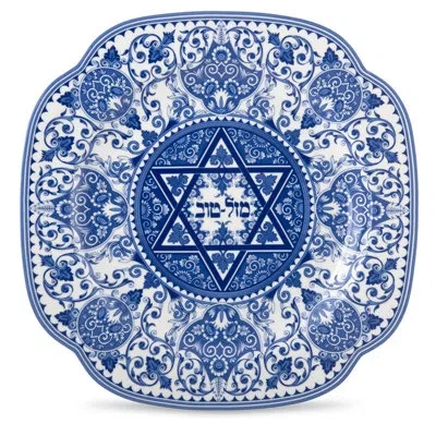 Spode Judaica Mazel Tov Plate 9" Good Luck In Blue