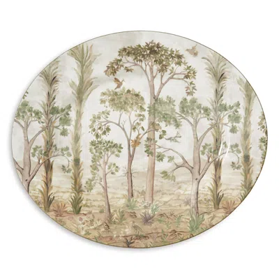Spode Kit Kemp By  Tall Trees Oval Platter 14 In Green/brown