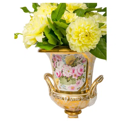 Pre-owned Spode Large Antique English Porcelain Vase Urn Hand Painted Flowers & Gilding Ca. 1820 In Brown