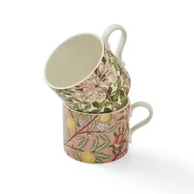 Spode Morris & Co Mugs S/2 Fruit & Honeysuckle In Animal Print