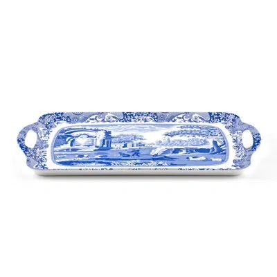 Spode Pimpernel Blue Italian Large Melamine Hndld Tray 18.9 X11.6"