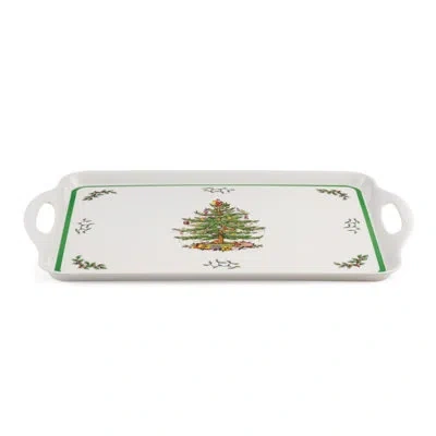 Spode Pimpernel Christmas Tree Large Melamine Hndld Tray 18.9 X11.6" In Multi