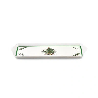 Spode Pimpernel Christmas Tree Melamine Sandwich Tray 15x6.5" In Brown;white;green