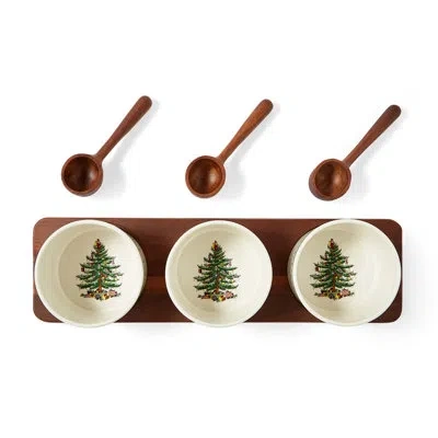 Spode Polka Dot 7-piece Condiment Set In White,green,brown